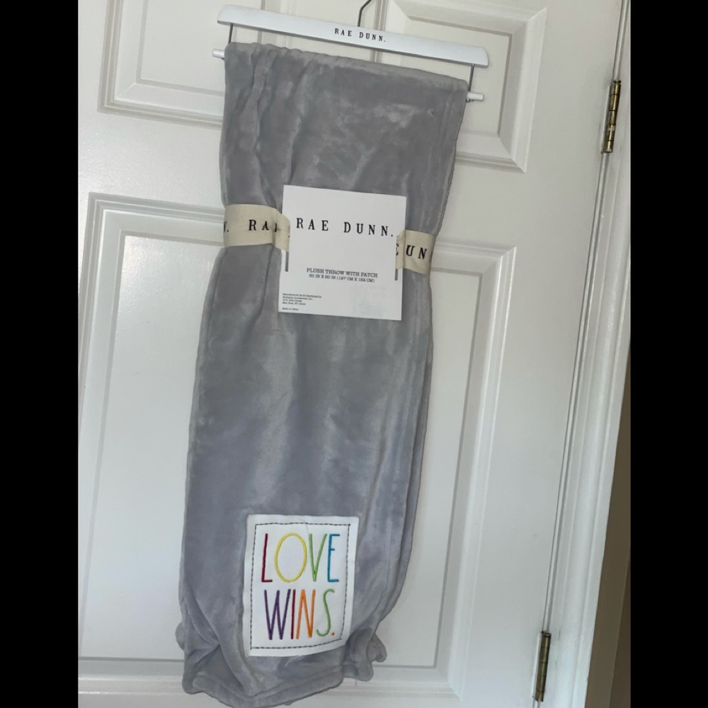 Rae Dunn Throw. “LOVE WINS”